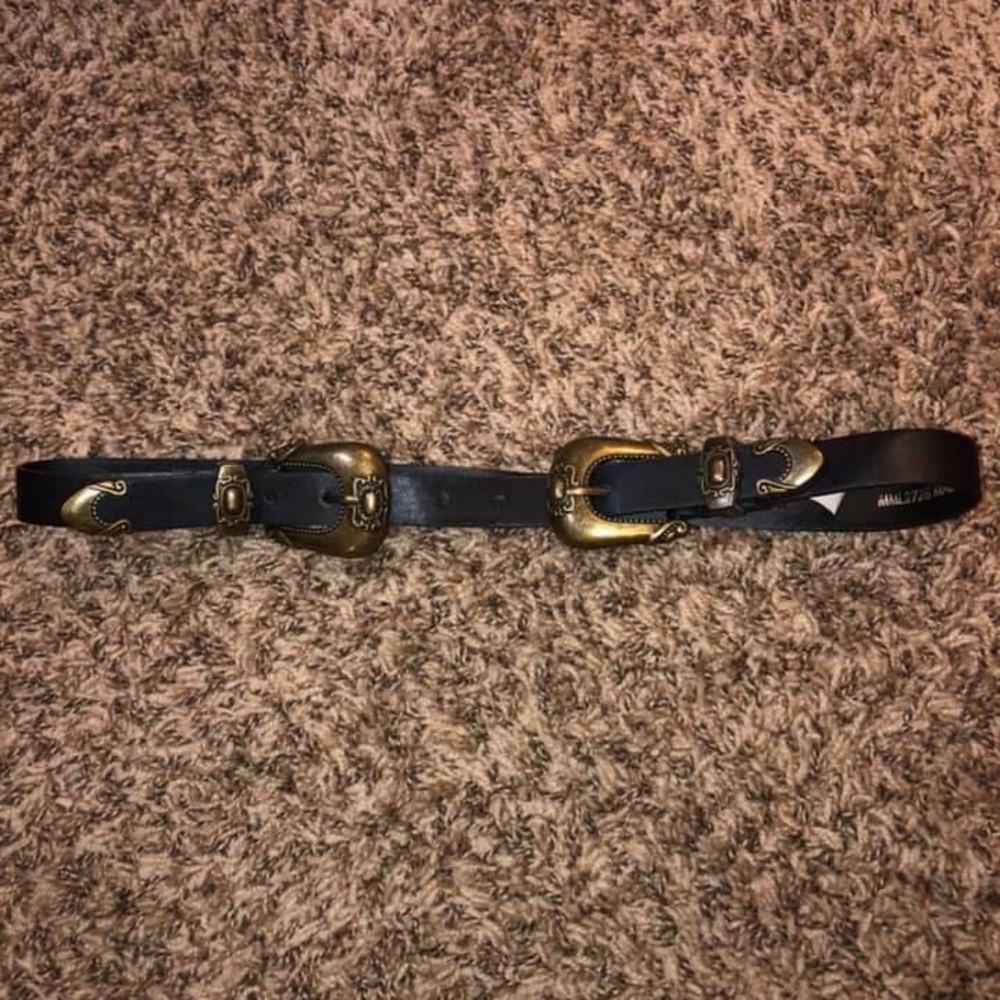 Black and gold leather belt.